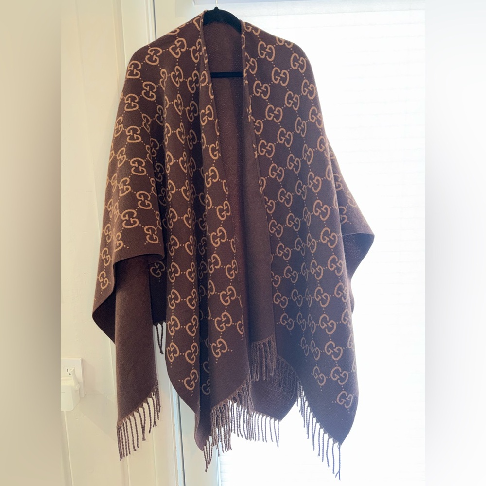 Gucci Chocolate Monogram Sweater Shawl OS